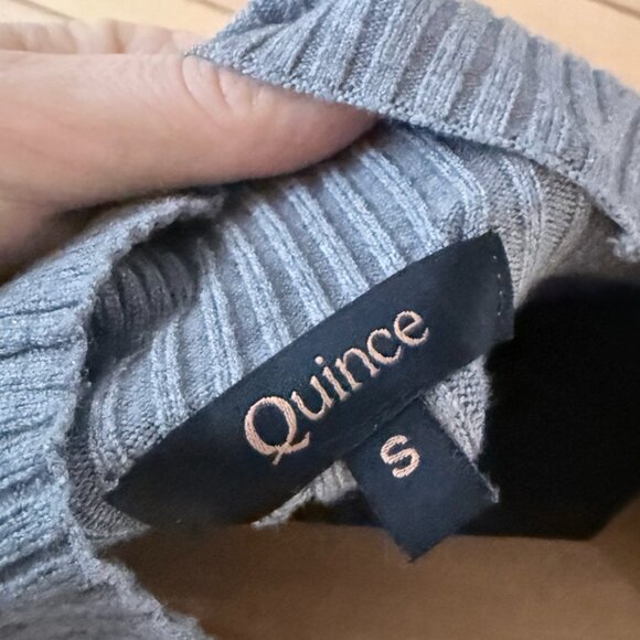 Quince Grey Eco-Knit Ribbed Mock Neck Sweater Dress, Small - Picture 3 of 4